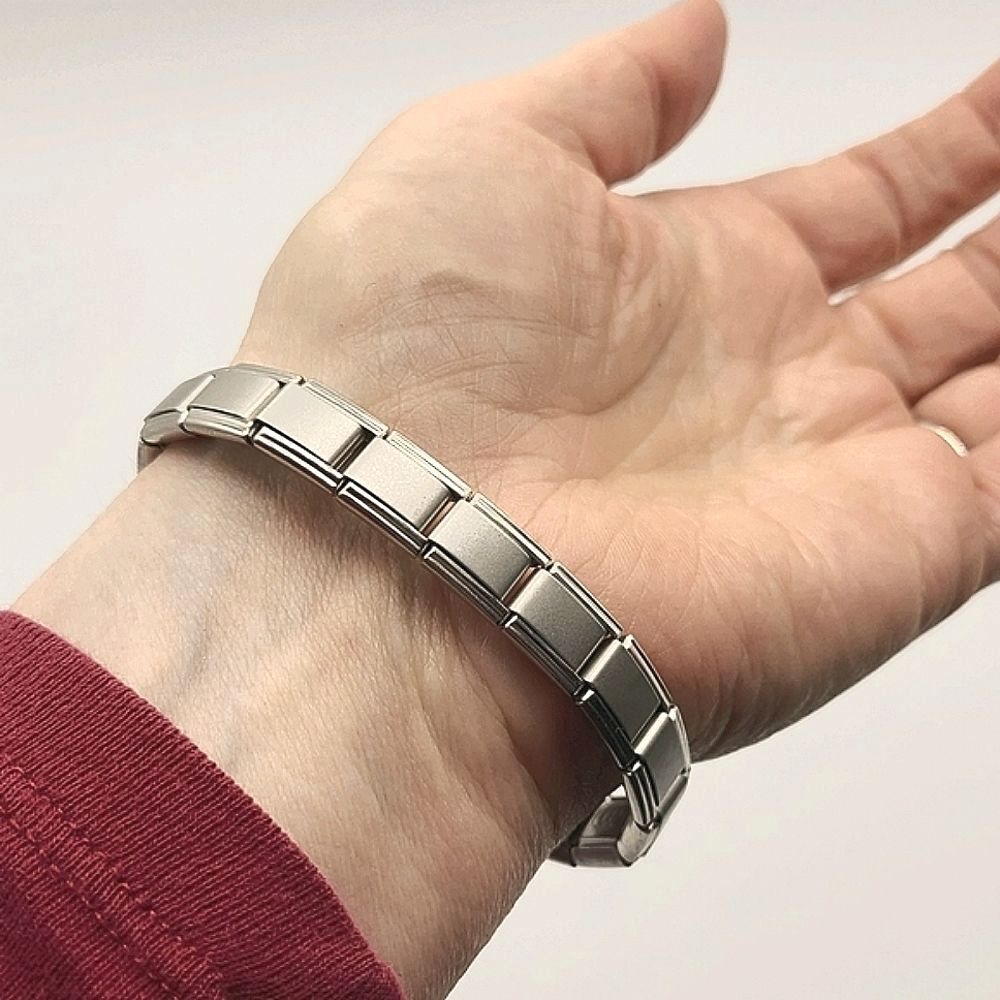 GP Firenze Stainless Steel Link Bracelet Matte Silver Italian Charm Style - Picture 5 of 5